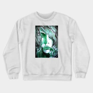 Face with green lighting Crewneck Sweatshirt